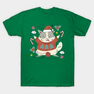 Meowy Christmas Cat T-Shirt